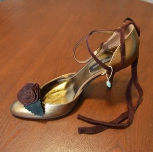 Sergio Rossi gold rose heels